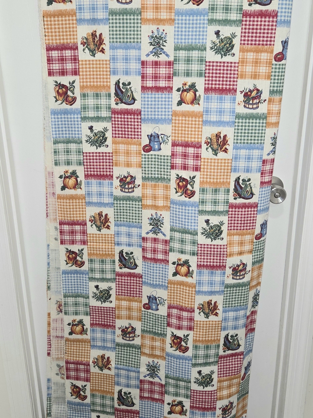 Vintage Wamsutta of C.C. Fall-Themed Remnant Fabric Block-Print Border w/ Pumpki